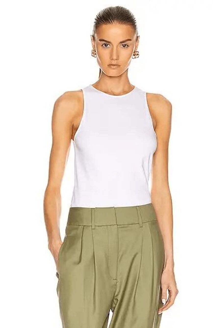Loulou Studio White Sleeveless Mahina Cotton Jersey Tank Top Women's Size XS